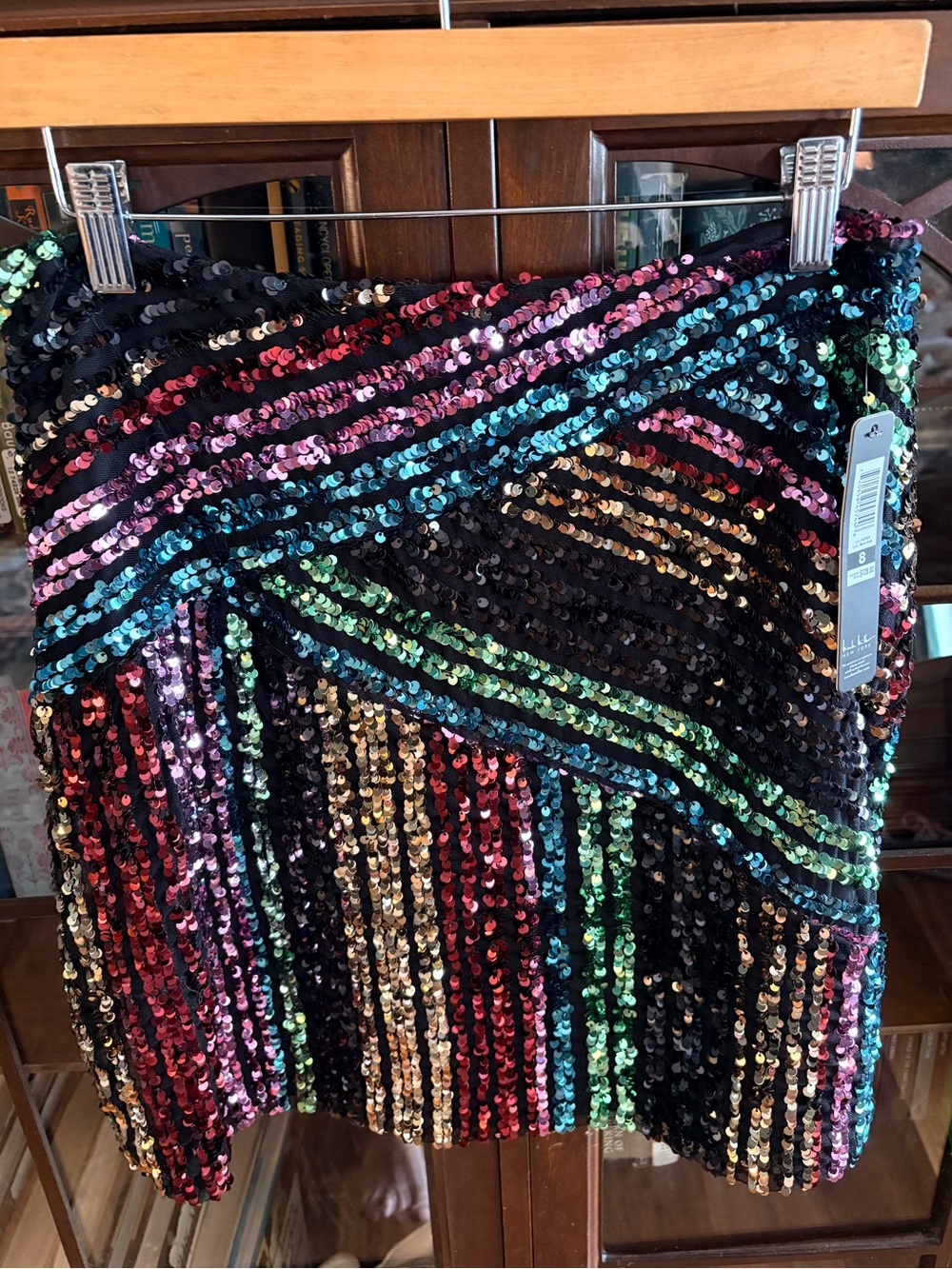 Nicole Miller NWT Rainbow Sequin Mini Skirt